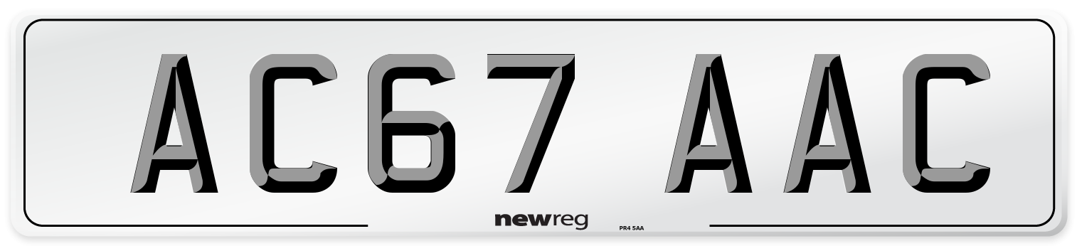 AC67 AAC Number Plate from New Reg